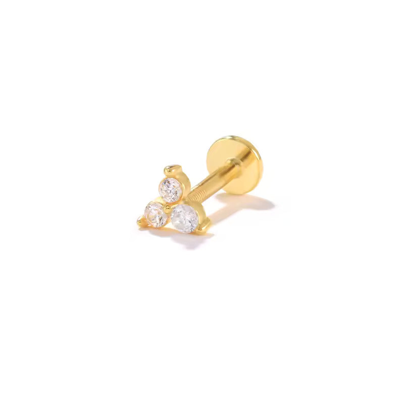 Ivy Flat Back Stud Earring in Gold