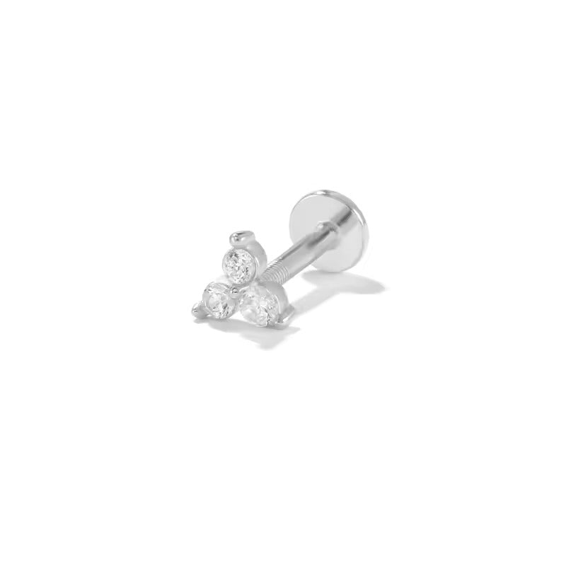 Ivy Flat Back Stud Earring in Silver