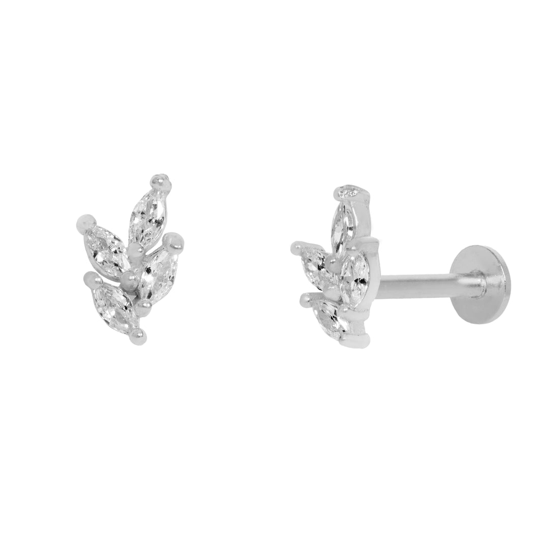 Joelle Flat Back Stud Earring in Silver