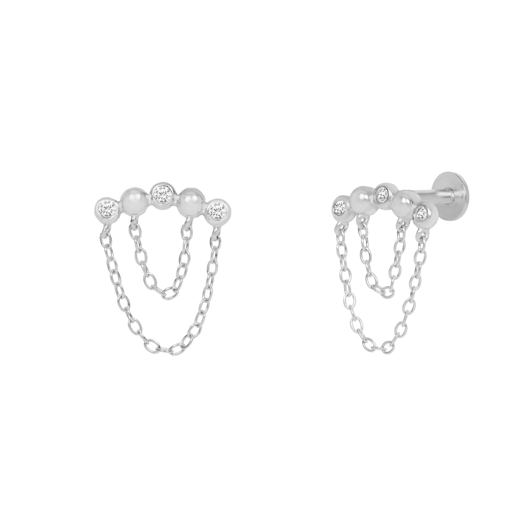 Veronica Flat Back Stud Earring in Silver