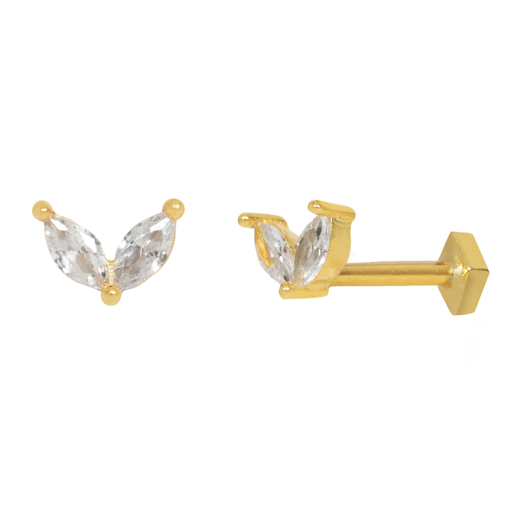 Winona Flat Back Stud Earring in Gold