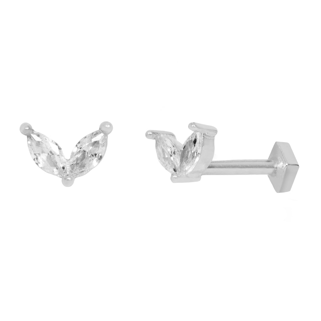 Winona Flat Back Stud Earring in Silver